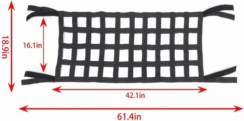 Vista 2 de Hamaca de red de malla para techo para Jeep Wrangler YJ TJ JK JKU JL JLU JT y Gladiator JT Accesorios 1987-2024 (Negro)