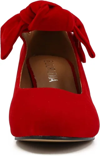 Vista 5 de LIURUIJIA Zapatos de tacón Mary Jane para mujer, con puntera redonda, tacón bajo, correa de tobillo, vestido de boda, fiesta de noche