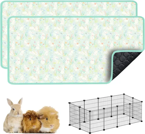 Vista 20 de Ropa de cama para cobayas, 2 paquetes de forro lavable para jaula de 49x24 pulgadas, almohadillas súper absorbentes lavables, impermeables y Palta