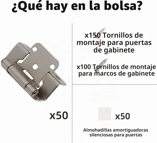 Vista 5 de Decobasics Paquete de 2 bisagras de gabinete de níquel cepillado superpuestas de 1/2 pulgada para puertas de gabinete (1 par), bisagras de marco