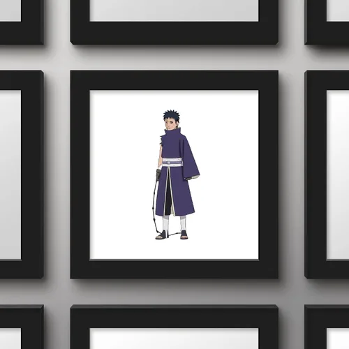 Vista 3 de Gallery Pops Naruto Shippuden - Arte de pared de Obito Uchiha, versión enmarcada negra, 12 x 12 pulgadas