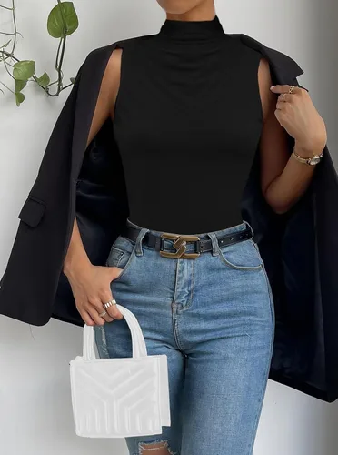 Vista 2 de LilyCoco Camisetas sin mangas a rayas para mujer, camisetas clásicas de ajuste holgado