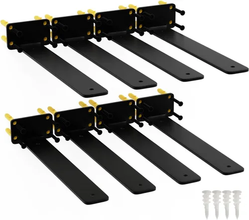 Vista 11 de Soportes de estante de 6 pulgadas, paquete de 8 soportes flotantes para estantes, soportes ocultos de acero al carbono de 1/5 pulgadas de grosor