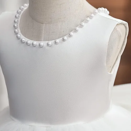 Vista 3 de NNJXD - Vestido de princesa de tul y manga larga de princesa para niña, niña pequeña y bebé, vestido floral de boda para niña