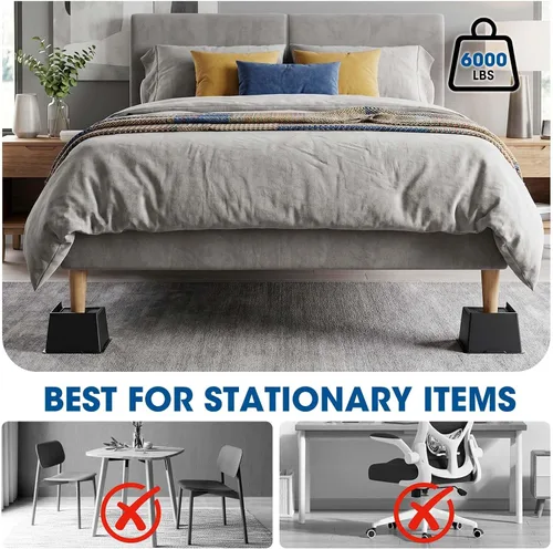 Vista 6 de MYMULIKE Elevadores de cama de 3 pulgadas, resistentes, elevadores de muebles de gran tamaño de 3 pulgadas, soporta 6000 libras, bloques
