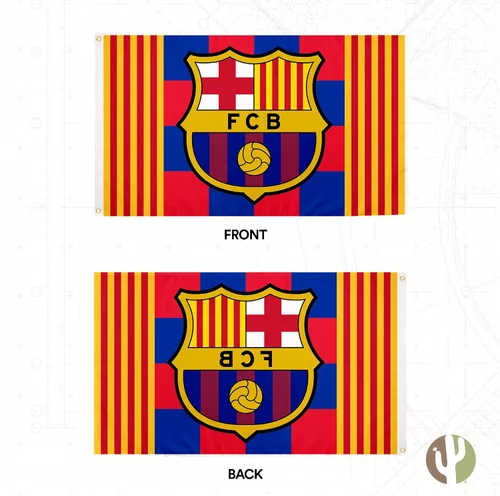 Vista 2 de Desert Cactus Bandera del FC Barcelona Barça Barça Fútbol 100% Poliéster Interior Exterior 3x5 pies Banner (Bandera A)
