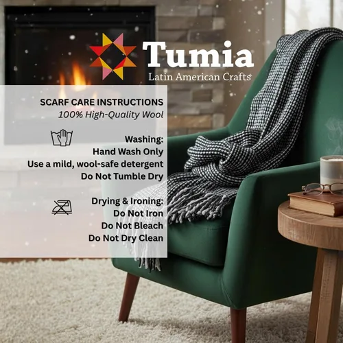 Vista 23 de Tumia LAC - Bufanda de lujo extra larga gruesa a rayas - Hecho a mano y muy cálido - Unisex
