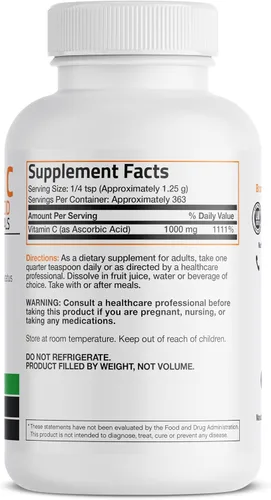 Vista 2 de Vitamina C en polvo, pura absorción, ácido soluble de Bronson Labs, 1