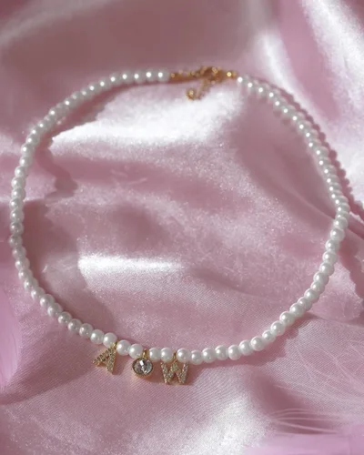 Vista 2 de A&W collar de cuentas, collar LDR, collar AW, lana del rey Merch AW gargantilla regalo para fans Dorado