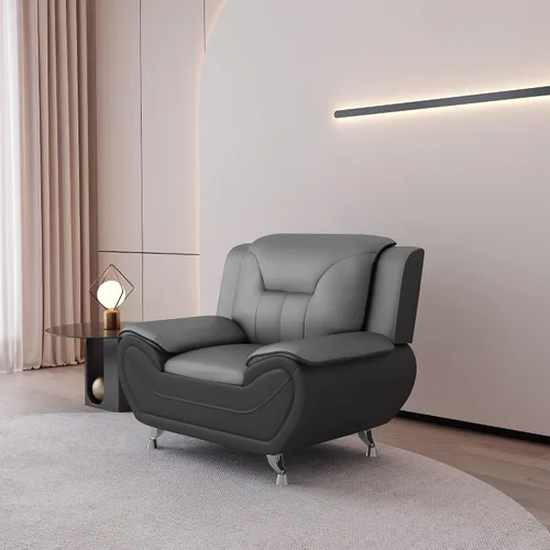 Vista 11 de Container Furniture Direct Silla y sofá de piel sintética de estilo moderno con reposabrazos extra cómodos, ideal para sala de estar, dormitorio u