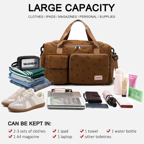 Vista 410 de Pequeña bolsa de gimnasio para mujer, bolsa de viaje con compartimento para zapatos