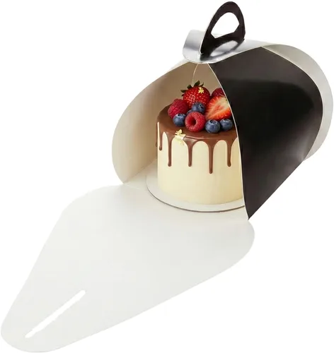 Vista 6 de Restaurantware Ingenero - Cajas para pasteles de 6.5 pulgadas con asas, 100 loncheras con asa integrada, forro resistente a la grasa para postres