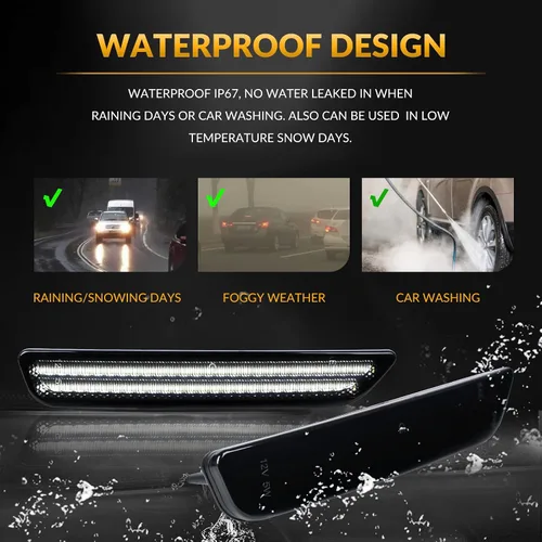 Vista 3 de Luces LED de marcador lateral parachoques delantero guardabarros blanco lámparas de estacionamiento para 2010-2014 Ford Mustang 2 piezas, lente