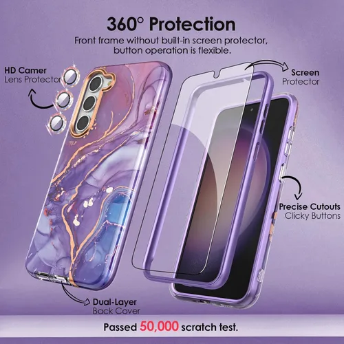 Vista 3 de Funda compatible con Samsung Galaxy S23, diseño delgado y elegante para mujer, protección de 360 grados