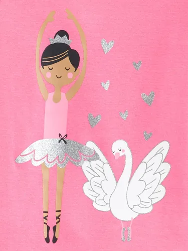 Vista 4 de Simple Joys by Carter's Pijama de poliéster de 4 piezas para niña Bailarina negra/rosa claro/vaca rosada/cisnes