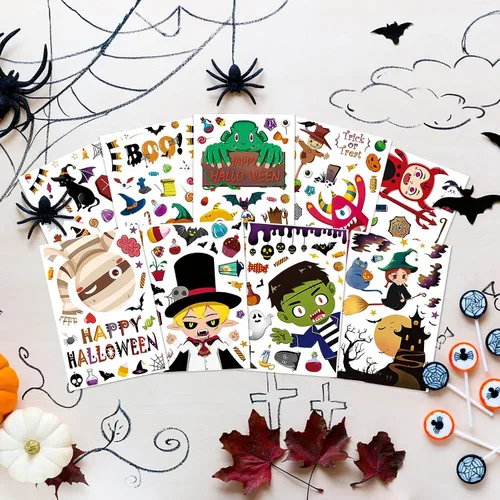 Vista 4 de Larcenciel Decoraciones de Halloween – 170 calcomanías para ventana y vidrio – Calcomanías espeluznantes para puerta de murciélago, araña, zombi