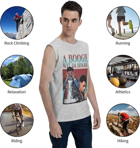 Vista 4 de A Boogie Rapper Wit Da Singer Hoodie Tank Tops Youth Men'S Hawaiian Sleeveless Shirts Muscle 3d Printed Gym Workout Undershirts Fashion Tee Shirts