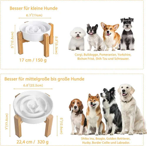 Vista 6 de Elevated Slow Feeder Dog Bowl, 6.7" Ceramic Maze Dog Bowl with Stand Blanco
