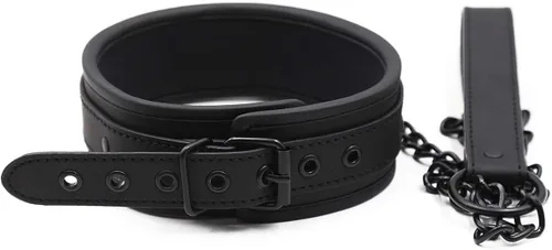 Vista 5 de HaHaGirl Collar de cuello collar de cuello gargantilla correa de cadena ajustable Collar de esponja suave para parejas Cuero cuero