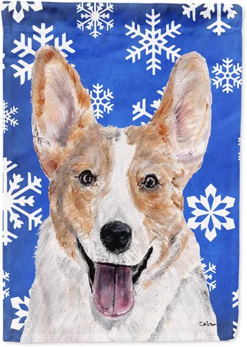 Vista 167 de Caroline's Treasures SC9374GF Bulldog English Snow flakes Holiday Garden Flag Buzón Bandera decorativa para patio exterior, patio, obras de arte