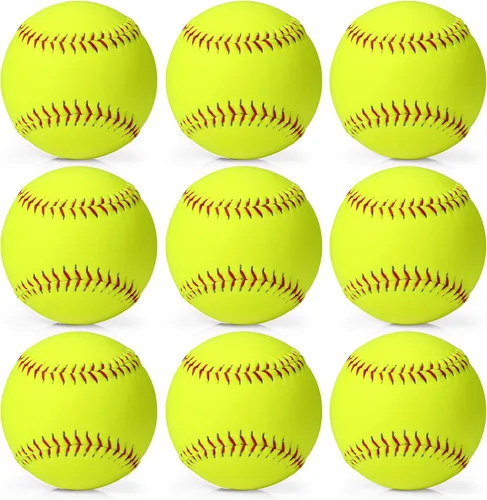 Vista 8 de Pelotas de sóftbol de 11 pulgadas, tamaño y peso oficiales, softball de lanzamiento lento, sin marcar, cubierta de cuero, pelota de sóftbol juvenil