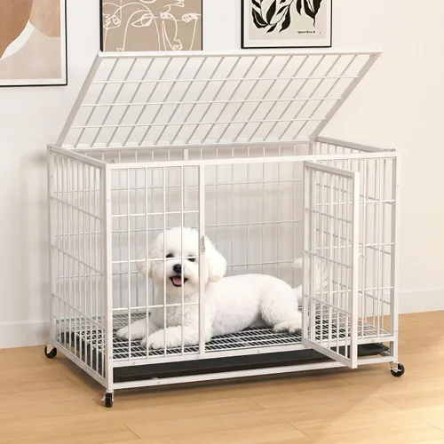 Vista 11 de Black 27 Inch Heavy Duty Large Dog Crate,Indestructible Dog Kennel Indoor