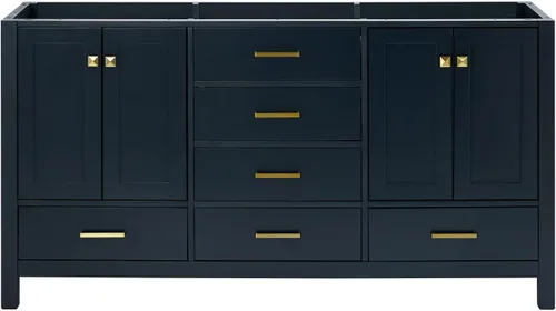 Vista 37 de ARIEL Cambridge Mueble base de tocador de baño de 36 pulgadas, madera maciza, 2 puertas de cierre suave, 5 cajones de cola de milano, roble marrón