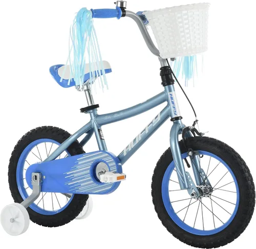 Vista 9 de Huffy Zazzle - Bicicleta para niña con ruedas de entrenamiento, serpentinas y cesta Azul claro