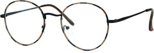 Vista 2 de SA106 Marco de lentes transparentes redondos con borde metálico clásico de los años 90