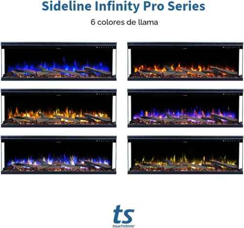 Vista 9 de Touchstone Sideline Infinity Pro Chimenea Eléctrica Inteligente de 3 Lados de 40" Habilitada para WiFi - 80064 - Empotrada - 6 Colores de Llama