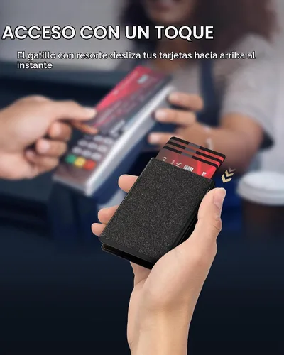 Vista 3 de typecase Cartera inteligente para hombre, Negro fibra de carbono