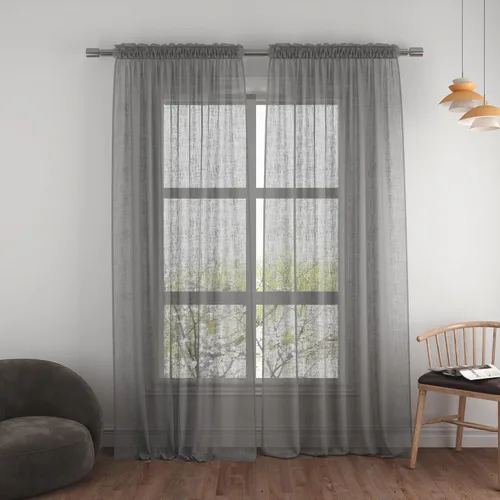 Vista 63 de UPOPO Paneles de Cortina Beige Pequeños Cortinas Transparentes de Gasa de 16 Pulgadas de Largo Cortinas de Cocina de Voile con Textura de Lino