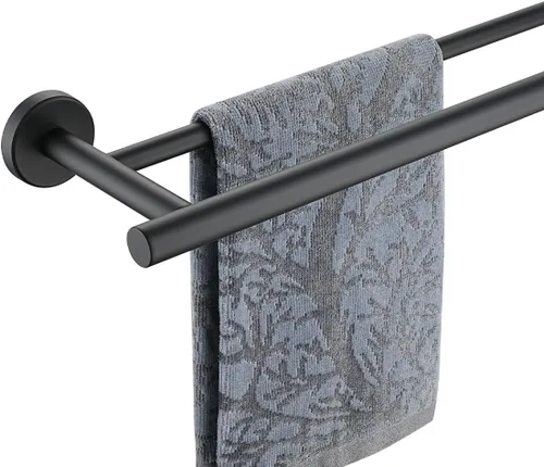 Vista 14 de JQK Barra Doble para Toallas Dorada, 15 Pulgadas de Acero Inoxidable 304 Gruesa de 0.8mm Soporte para Toallas para Baño y Toallas de Mano, Montaje