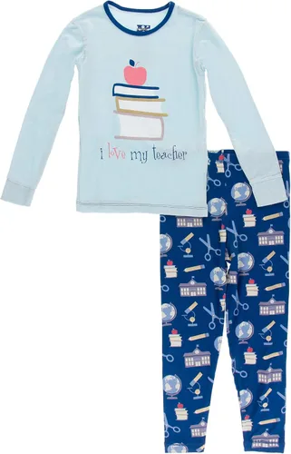 Vista 17 de KicKee Pants Conjunto de pijama de manga larga con estampado de piezas