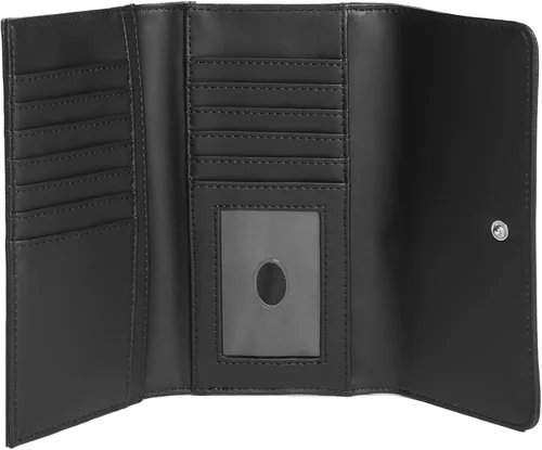Vista 3 de GUESS Cartera delgada Saffiano con logotipo de Abree, Estampado negro floral