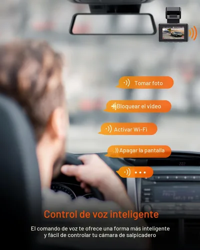Vista 6 de Vantrue Cámara de tablero E2 delantera y trasera, cámara trasera de 2.7 K, STARVIS dual, cámara de tablero de 2.7K + 2.7K para automóviles, control