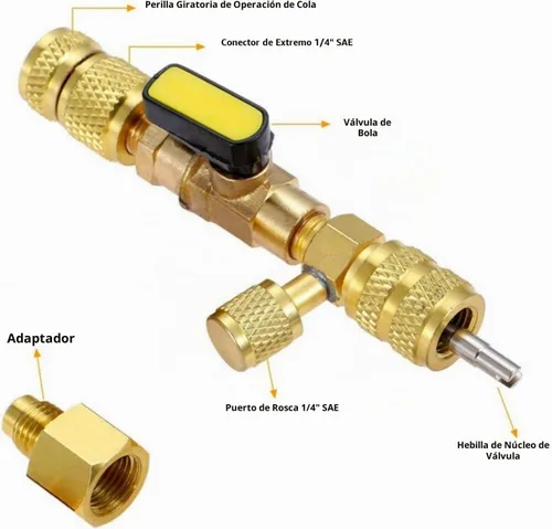 Vista 4 de R410A R22 Herramienta de instalación de extracción de núcleo de válvula de CA, removedor de núcleo de válvula, doble tamaño de 1/4 "-5/16
