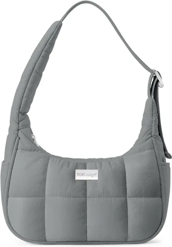 Vista 16 de TOPDesign Bolso de hombro acolchado para mujer, bolso de mano ultraligero con cremallera, correa ajustable