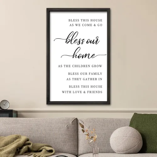Vista 2 de comurdyo Bless This Home Decoración de Pared 16" × 11" Moderno Rústico Casa de Campo Inspirador Bendición Dulce Familia Cita Cartel