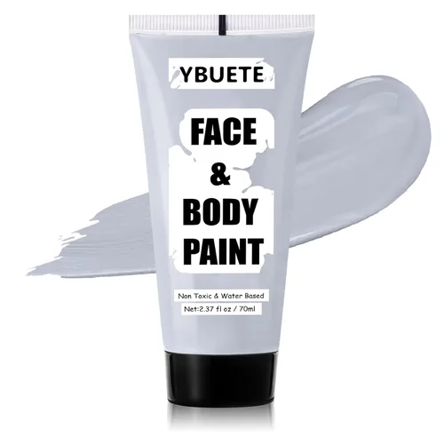 Vista 13 de YBUETE Pintura facial corporal a base de agua blanca para calavera Cosplay Blanco