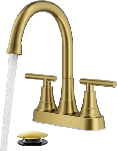 Vista 30 de FORIOUS Juego central de grifos de baño negros y dorados, grifo comercial Negro y dorado
