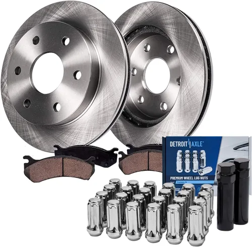 Vista 14 de Detroit Axle - Juego de 6 piezas de rotores de disco de freno delantero + pastillas de freno cerámicas de repuesto para Land Rover LR3 Range Rover