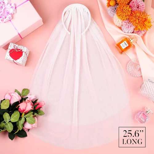 Vista 3 de Diadema de despedida de soltera velos de boda blanco para novia dama de honor accesorios de despedida de soltera decoraciones