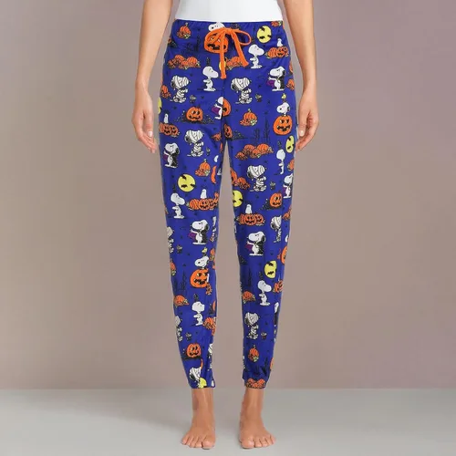 Vista 2 de Peanuts Snoopy - Pantalones de pijama de felpa para mujer (cristal azul, talla M), Azul