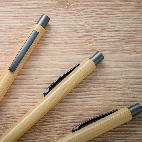 Vista 3 de Gullor Bolígrafo retráctil de bambú natural, bolígrafos sostenibles para escribir diario, suministros de oficina, bolígrafos ecológicos, 5
