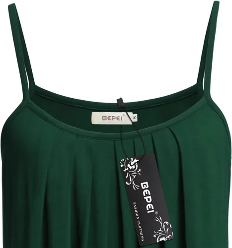 Vista 3 de BEPEI - Camiseta sin mangas tipo camisola holgada, informal, de verano plisada, con vuelo y sin mangas para mujer