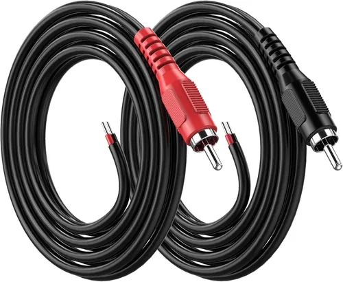 Vista 9 de UIInosoo - Cable RCA a altavoz, paquete de 2 adaptadores de enchufe macho RCA a cable desnudo extremo abierto, cable de audio de 1 pie, negro y rojo