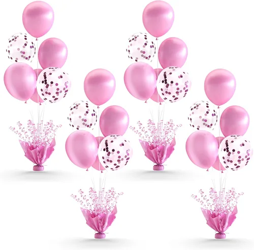 Vista 31 de 2 Juego de Globos de Mesa Negros con Spray de Aluminio para Centro de Mesa con Globos Negros y de Confeti, Kit de Soporte para Decoración de Mesa