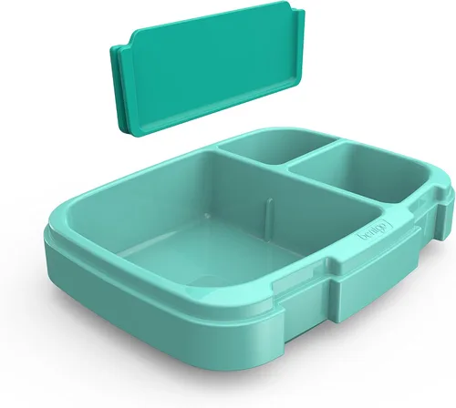 Vista 4 de Bentgo Fresh Tray (Aqua) con cubierta transparente, reutilizable, sin BPA, recipiente de preparación de comidas de 4 compartimentos con control