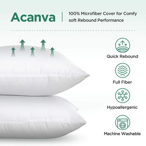 Vista 3 de Acanva - Insertos cuadrados premium para almohadas con relleno de microfibra, soporte lumbar decorativo para sofá, cama, sofá cama y sillas